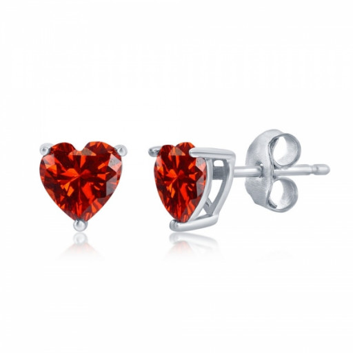 Heart Shape Ruby Stud Earrings in Italian Sterling Silver