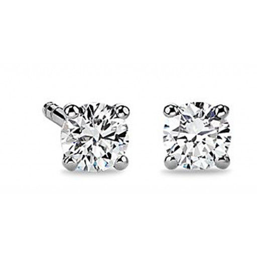 Round Brilliant Cut Diamond Stud Earrings in White Gold