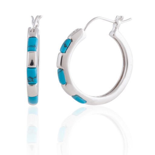 Turquoise Hoop Earrings in Italian Sterling Silver