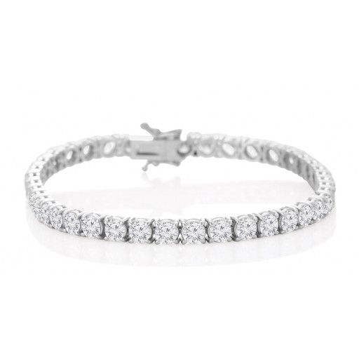 Tiffany Style Four Claw Diamond Tennis Bracelet in 14K White Gold