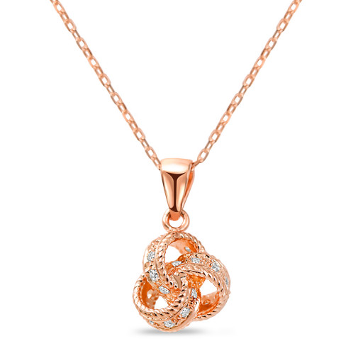 Tiffany Inspired Love Knot Pendant in Rose Gold Plated Italian Sterling Silver