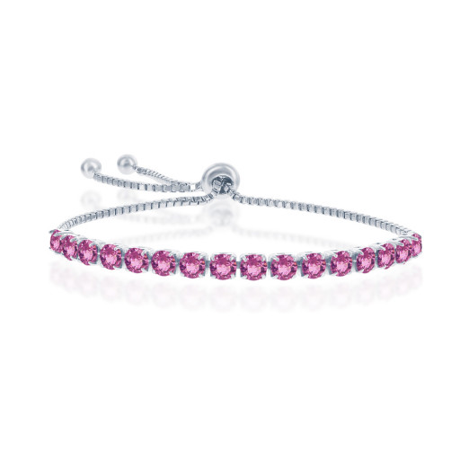 Round Brilliant Cut Pink Kunzite Bracelet
