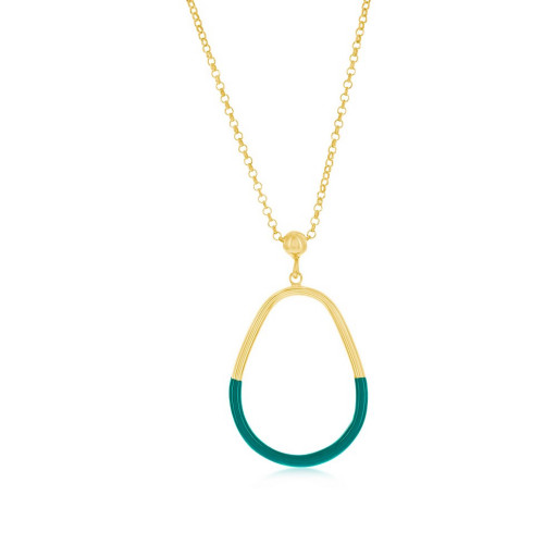 Tiffany Inspired Turquoise Teardrop Pendant in Gold Plated Italian Sterling Silver