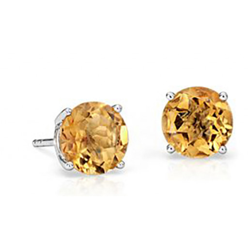 Round Brilliant Cut Citrine Studs