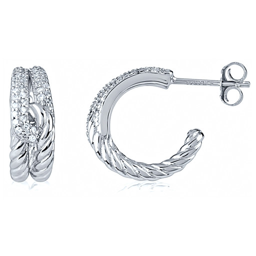 Tiffany Inspired Love Know Hoop Earrings in Italian Sterling Silver