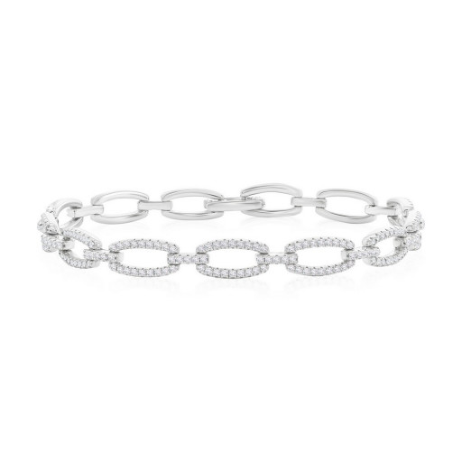 Tiffany Inspired Link Bracelet With White Topaz & Swarovski Cubic Zirconia in Italian Sterling Silver