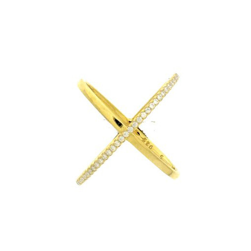Cartier Inspired Criss Cross Ring in Yellow Gold Plated Italian Sterling Silver