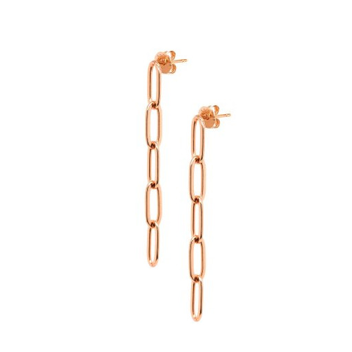 Paperclip Drop Earrings in Rose Gold Plated Italian Sterling Silver
