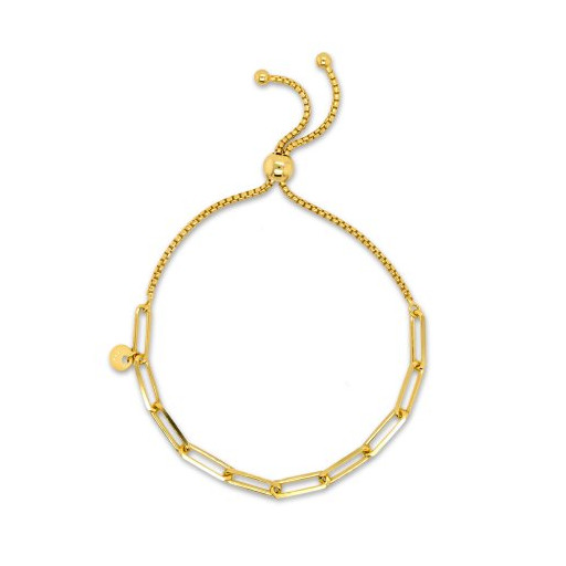 Paperclip Bolo Bracelet in Yellow Gold Plated Italian Sterling Silver