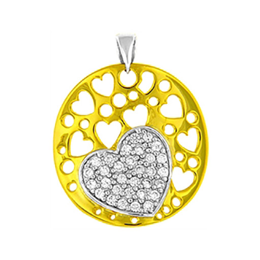 Cartier Inspired Two Tone Heart Pendant in 14K Yellow Gold Plated & Italian Sterling Silver