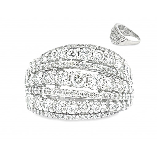 Harry Winston Inspired Multi Row Diamond Ring in 14K White Gold