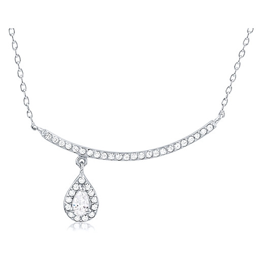 Tiffany Inspired Swarovski Cubic Zirconia Pear Shape Drop Necklace in Italian Sterling Silver