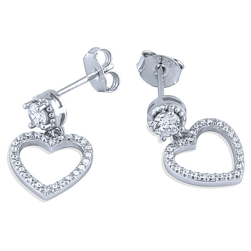 Tiffany Inspired Drop Heart Earrings in Italian Sterling Silver