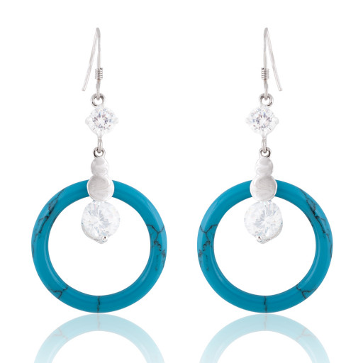 Circle Of Love Turquoise Drop Earrings in Italian Sterling Silver