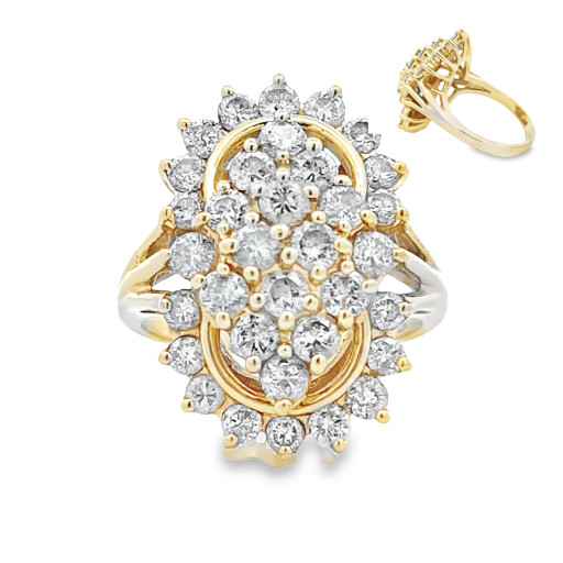 Harry Winston Inspired Diamond Ring in 14K Yellow Gold