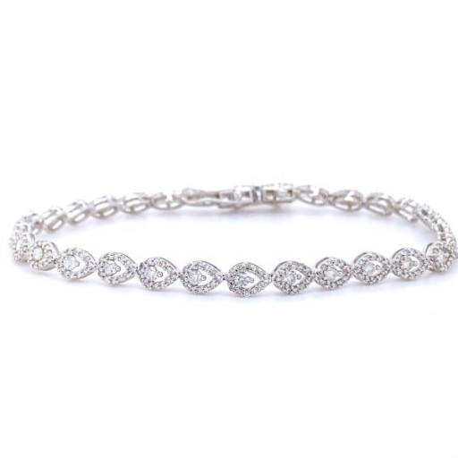 Tiffany Inspired Teardrop Design Diamond Bracelet in 10K White Gold