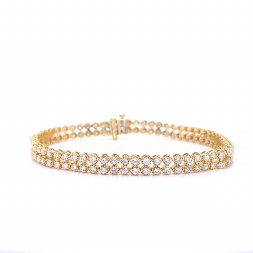 Double Row Diamond Tennis Bracelet in 10K Yellow Gold