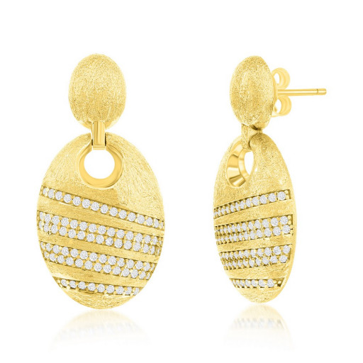 Gucci Inspired Brushed Yellow Gold Plated Italian Sterling Silver Drop Earrings