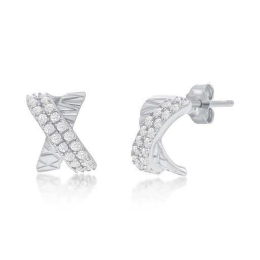 Tiffany Inspired Earrings With Swarovski Cubic Zirconia in Italian Sterling Silver