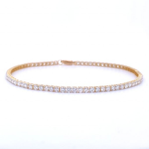 Round Brilliant Cut Diamond Tennis Bracelet in 14K Yellow Gold