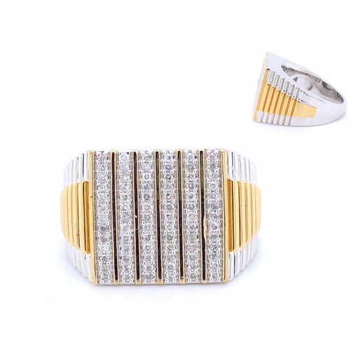 Rolex Inspired Multi Row Two Tone Gents Diamond Ring