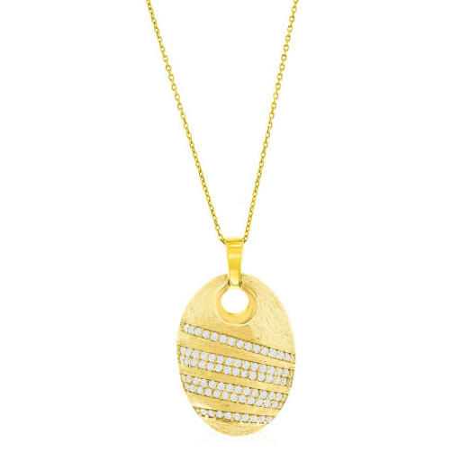 Gucci Inspired Brushed Yellow Gold Plated Italian Sterling Silver Pendant