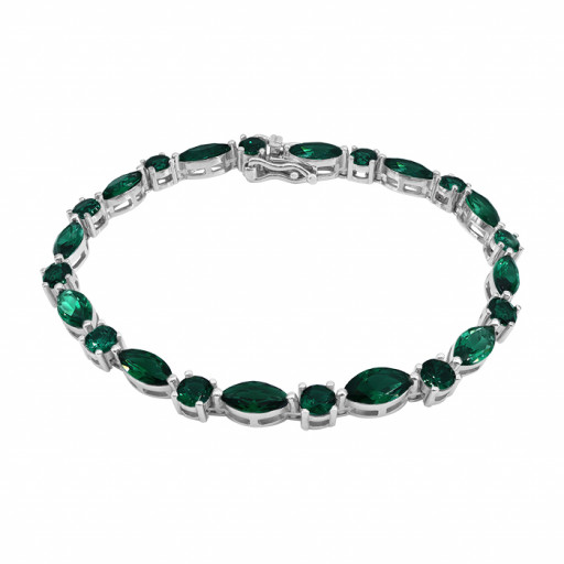 Emerald Swarovski Multi Shape Tennis Bracelet in Italian Sterling Silver