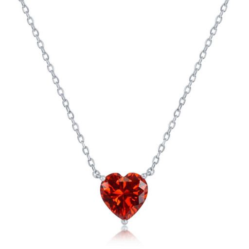 Heart Shape Ruby Necklace in Italian Sterling Silver