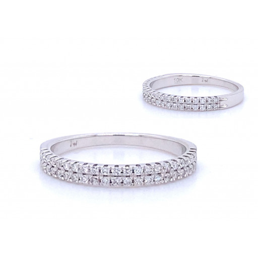 Tiffany Inspired Double Row Claw Set Diamond Band in 10K White Gold