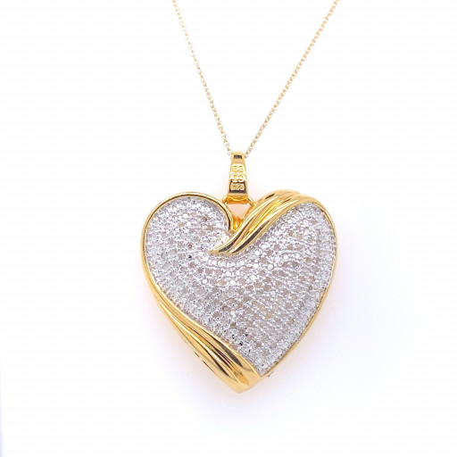 Tiffany Inspired Diamond Heart Pendant in Yellow Gold Plated Italian Sterling Silver