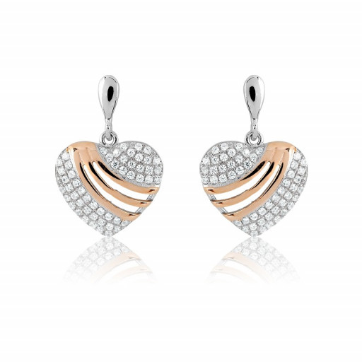 Tiffany Inspired Heart Drop Earrings in Rose Gold & Italian Sterling Silver