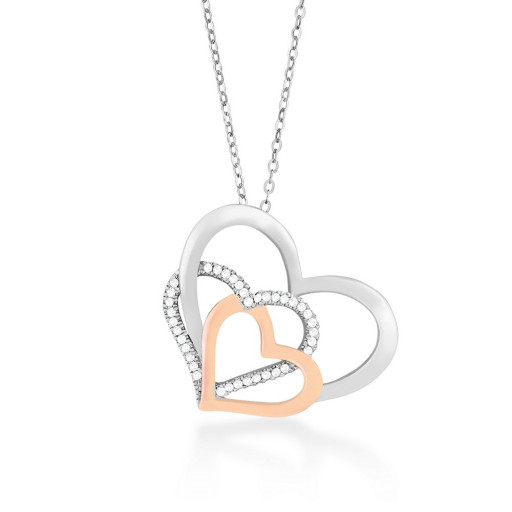 Hanging Heart Pendant in Rose Gold & Italian Sterling Silver