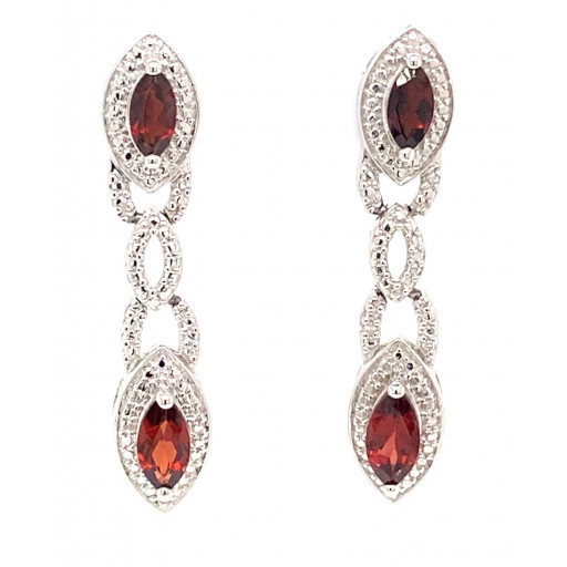 Tiffany Inspired Garnet Drop Earrings in Italian Sterling Silver