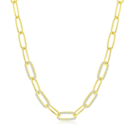 Rolex Inspired Paperclip Necklace in Yellow Gold Plated Italian Sterling Silver