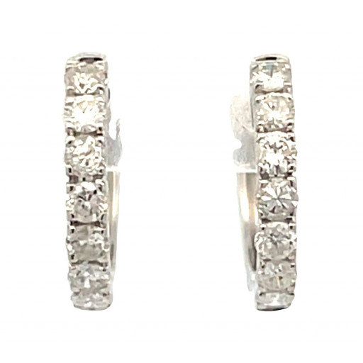 Tiffany Inspired Claw Set Diamond Hoop Earrings in 14K White Gold
