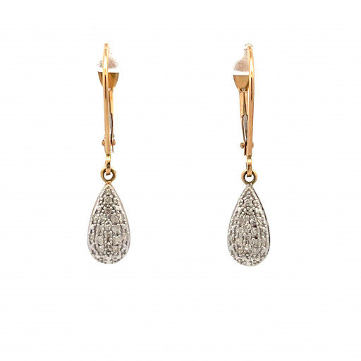 Tiffany Style Diamond Drop Earrings in 10K Yellow Gold