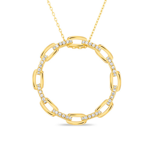 Circle of Love Paperclip Pendant in Yellow Gold Plated Italian Sterling Silver