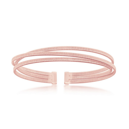 Tiffany Inspired Past, Present & Future Bangle in Rose Gold Plated Italian Sterling Silver