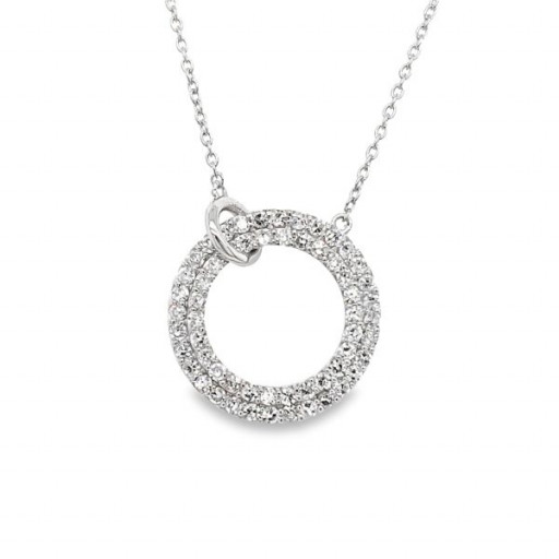 Tiffany Inspired Double Row Diamond Circle of Love Pendant