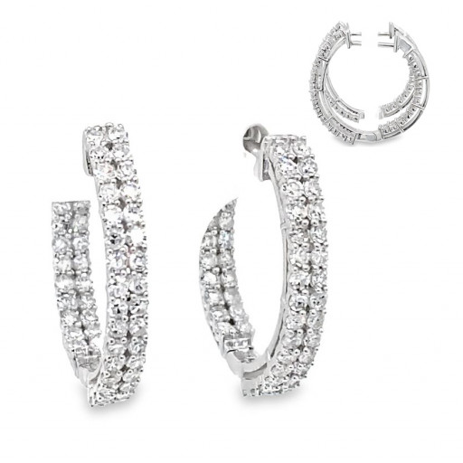 Tiffany Inspired Double Row Diamond Hoop Earrings