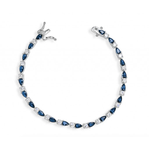 Tiffany Style Swarovski Cubic Zirconia & London Blue Topaz Bracelet in Italian Sterling Silver
