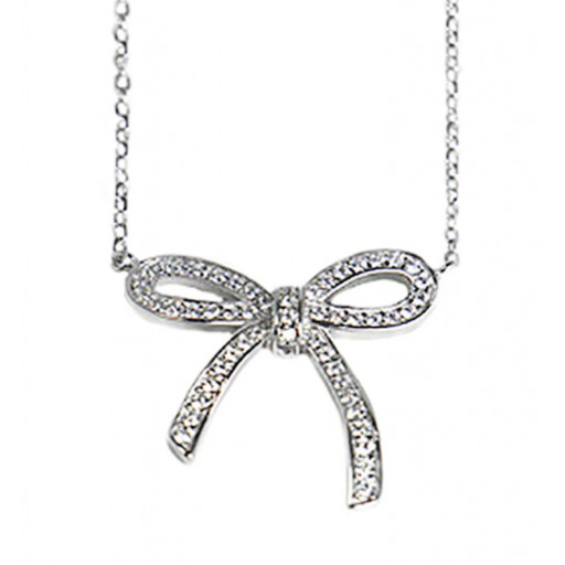 Tiffany Inspired Love Bow Necklace In Italian Sterling Silver