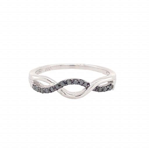 Prada Inspired Black Diamond Love Ring in Italian Sterling Silver