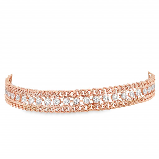 Rolex Inspired White Topaz Bracelet in Rose Gold Plated Italian Sterling Silver