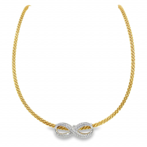 Tiffany Inspired Infinity Popcorn Necklace in Two Tone Italian Sterling Silver