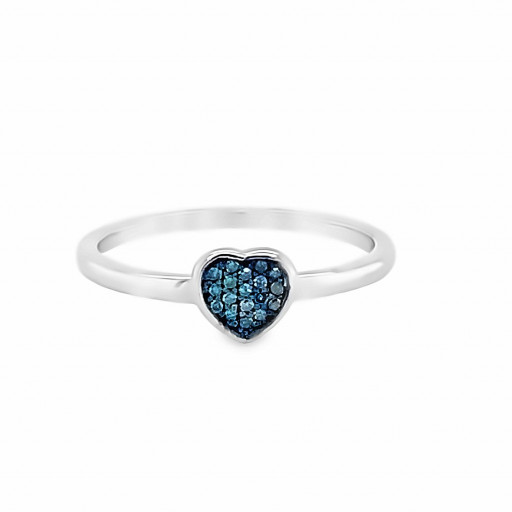 Tiffany Inspired Blue Diamond Heart Ring in Italian Sterling Silver