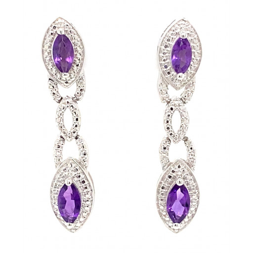 Tiffany Inspired Amethyst Drop Earrings in Italian Sterling Silver