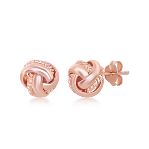 Love Knot Stud Earrings in Rose Gold Plated Italian Sterling Silver