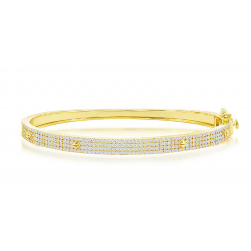 Cartier Inspired Love Bangle With Swarovski Cubic Zirconia in Yellow Gold Plated Italian Sterling Silver