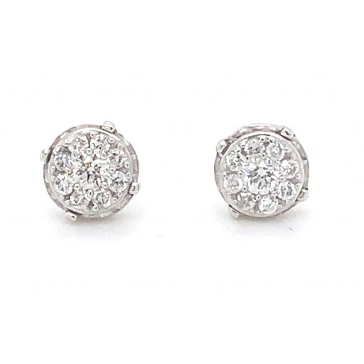 Tiffany Inspired Diamond Cluster Stud Earrings in Italian Sterling Silver